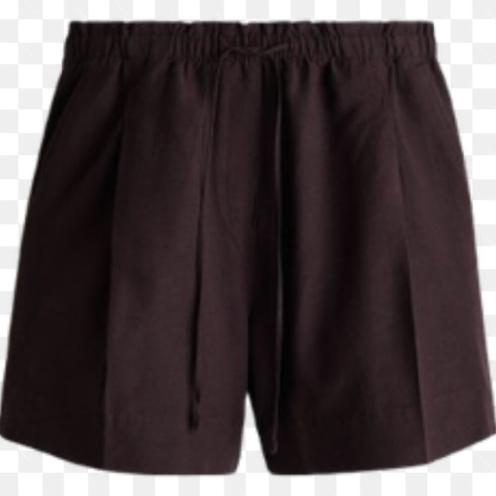 H&M Linen-Blend Drawstring Short, 5" Inseam, Burgundy, Size M